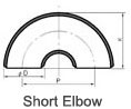 180 Degree Short Radius Steel Elbow Dimension