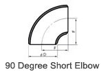 90 Degree Short Radius Steel Elbow Drawing